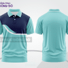 Mẫu áo polo nhân viên văn phòng màu xanh ngọc phối xanh navy họa tiết mảng chéo ctpb7821