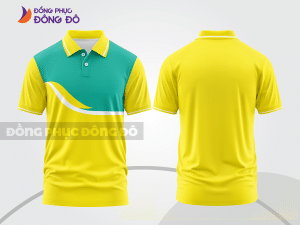 Mẫu đồng phục polo doanh nghiệp màu vàng phối xanh ngọc sọc cách điệu nổi bật ctpb7822