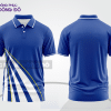 Mẫu áo polo đồng phục nhân viên màu xanh navy phối xanh dương thiết kế phối màu sáng tạo ctpb7825