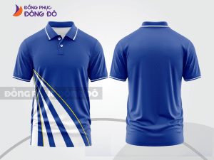 Mẫu áo polo đồng phục nhân viên màu xanh navy phối xanh dương thiết kế phối màu sáng tạo ctpb7825