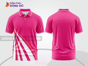 Mẫu áo polo đồng phục văn phòng màu đỏ phối hồng mảng màu cách điệu hiện đại ctpb7830