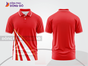 Mẫu áo polo công sở màu đỏ phối cam thiết kế phối màu sáng tạo ctpb7832