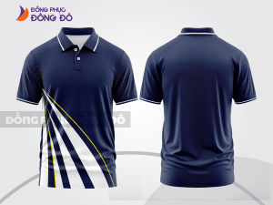 Mẫu áo polo đồng phục doanh nghiệp màu đen phối xanh navy phối màu tương phản thanh lịch ctpb7835