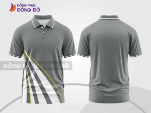 Mẫu áo polo công sở màu nâu phối xám mảng màu cách điệu hiện đại ctpb7837