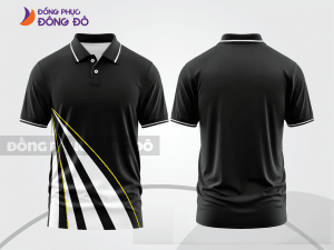 Mẫu áo polo đồng phục đội ngũ màu đen phối xanh rêu điểm nhấn đường nét năng động ctpb7838