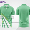 Mẫu áo polo đồng phục doanh nghiệp màu xanh ngọc phối xanh lá họa tiết mảng chéo ctpb7840