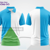 Mẫu đồng phục polo doanh nghiệp màu xanh lá phối xanh cyan mảng màu cách điệu hiện đại ctpb7844