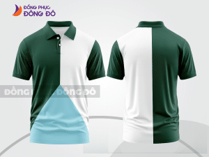 Mẫu đồng phục polo doanh nghiệp màu xanh ngọc phối đen đường nét chuyển động khỏe khoắn ctpb7849