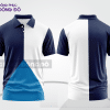 Mẫu áo polo đồng phục đội ngũ màu xanh dương phối đen sọc cách điệu nổi bật ctpb7855