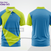 Mẫu đồng phục polo doanh nghiệp màu xanh dương phối vàng kem phối mảng hình học ctpb7866