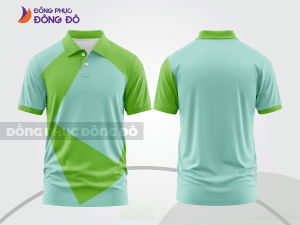 Mẫu áo polo đồng phục công ty màu xanh ngọc phối xám phối mảng tương phản ctpb7867