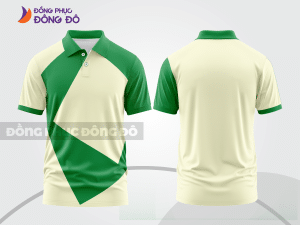 Mẫu áo polo nhóm công ty màu trắng phối xanh lá phối màu tương phản thanh lịch ctpb7868
