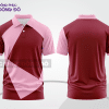 Mẫu áo polo công sở màu đỏ đô phối vàng kem thiết kế bất đối xứng ctpb7871