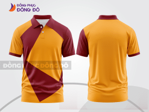 Mẫu áo polo nhóm công ty màu cam phối đỏ đô phối mảng hình học ctpb7873
