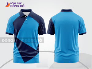 Mẫu đồng phục áo polo công sở màu xanh dương phối đen phối màu tương phản thanh lịch ctpb7875