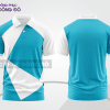 Mẫu áo polo công sở màu xanh cyan phối xanh ngọc họa tiết mảng màu thể thao ctpb7876
