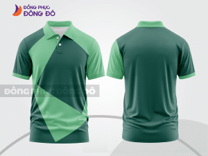 Mẫu áo polo đồng phục nhân viên màu xanh rêu phối xanh ngọc phối mảng tương phản ctpb7881