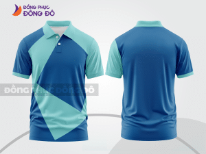 Mẫu áo polo nhân viên văn phòng màu xanh navy phối xanh ngọc phối màu tương phản thanh lịch ctpb7882