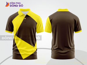Mẫu đồng phục polo doanh nghiệp màu đen phối vàng họa tiết mảng màu thể thao ctpb7883