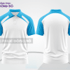 Mẫu áo polo đồng phục thương hiệu màu xanh ngọc phối xanh cyan điểm nhấn đường nét năng động ctpb7885