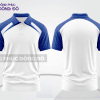 Mẫu áo polo đồng phục nhân viên màu xanh dương phối xanh navy điểm nhấn hình học trẻ trung ctpb7886