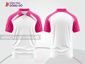 Mẫu áo polo đồng phục văn phòng màu đỏ phối hồng mảng màu cách điệu hiện đại ctpb7891