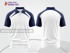 Mẫu áo polo đồng phục doanh nghiệp màu xanh navy phối xanh rêu đường nét chuyển động khỏe khoắn ctpb7896