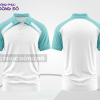 Mẫu áo polo đồng phục thương hiệu màu xanh ngọc phối be sọc cách điệu nổi bật ctpb7902