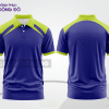 Mẫu áo polo nhóm công ty màu xanh navy phối tím phối mảng tương phản ctpb7907