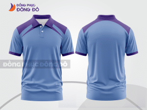 Mẫu áo polo công sở màu xám phối xanh dương phối màu tương phản thanh lịch ctpb7915