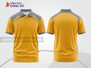 Mẫu áo polo đồng phục doanh nghiệp màu cam phối vàng kem điểm nhấn đường nét năng động ctpb7918