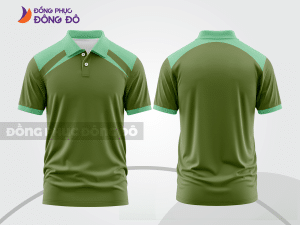 Mẫu áo polo đồng phục đội ngũ màu xanh rêu phối xám phối mảng tương phản ctpb7921