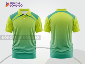 Mẫu đồng phục polo doanh nghiệp màu be phối xanh lá họa tiết mảng chéo ctpb7927