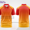 Mẫu áo polo đồng phục công ty màu cam phối vàng kem điểm nhấn hình học trẻ trung ctpb7933