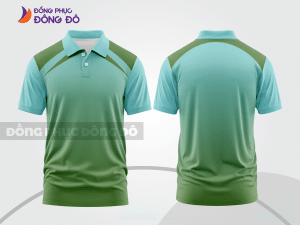 Mẫu áo polo nhân viên văn phòng màu xanh lá phối xanh rêu đường nét chuyển động khỏe khoắn ctpb7943