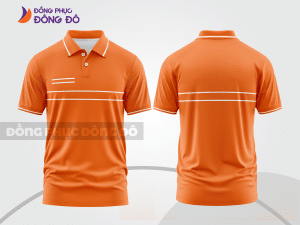 Mẫu đồng phục polo doanh nghiệp màu cam phối đỏ thiết kế bất đối xứng ctpb7944