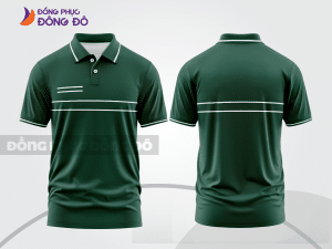 Mẫu áo polo đồng phục công ty màu xanh navy phối xanh rêu mảng màu cách điệu hiện đại ctpb7950