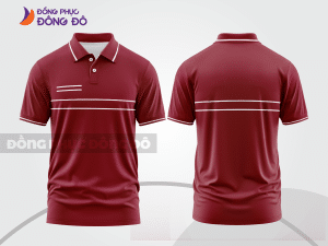 Mẫu áo polo công sở màu đỏ đô phối nâu phối mảng tương phản ctpb7954
