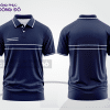 Mẫu áo thun đồng phục cổ trụ màu đen phối xanh navy họa tiết mảng màu thể thao ctpb7956