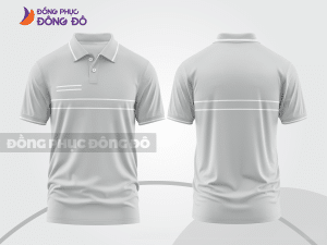 Mẫu áo polo đồng phục văn phòng màu be phối xám mảng màu cách điệu hiện đại ctpb7957