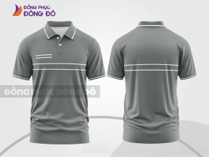 Mẫu đồng phục áo polo công sở màu xám phối xanh rêu điểm nhấn đường nét năng động ctpb7958