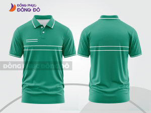 Mẫu áo polo đồng phục đội ngũ màu xanh lá phối xanh rêu họa tiết mảng chéo ctpb7960