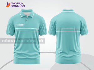Mẫu áo polo đồng phục doanh nghiệp màu xanh ngọc phối be phối màu tương phản thanh lịch ctpb7962