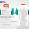 Mẫu áo polo đồng phục nhân viên màu xanh lá phối xanh ngọc mảng màu cách điệu hiện đại ctpb7964