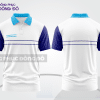 Mẫu áo polo nhân viên văn phòng màu đen phối xanh cyan điểm nhấn đường nét năng động ctpb7965