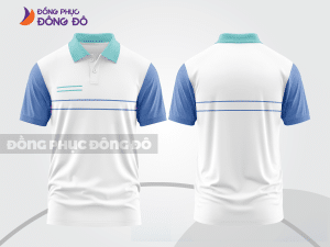 Mẫu áo polo đồng phục đội ngũ màu be phối xám sọc cách điệu nổi bật ctpb7982