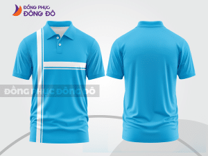 Mẫu áo polo đồng phục thương hiệu màu xanh cyan phối xanh ngọc thiết kế phối màu sáng tạo ctpb7985