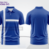 Mẫu áo polo đồng phục nhân viên màu xanh navy phối xanh dương phối mảng hình học ctpb7986