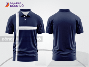 Mẫu áo polo đồng phục công ty màu đen phối xanh navy phối mảng tương phản ctpb7994
