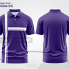 Mẫu áo polo nhóm công ty màu xanh navy phối tím phối màu tương phản thanh lịch ctpb7995